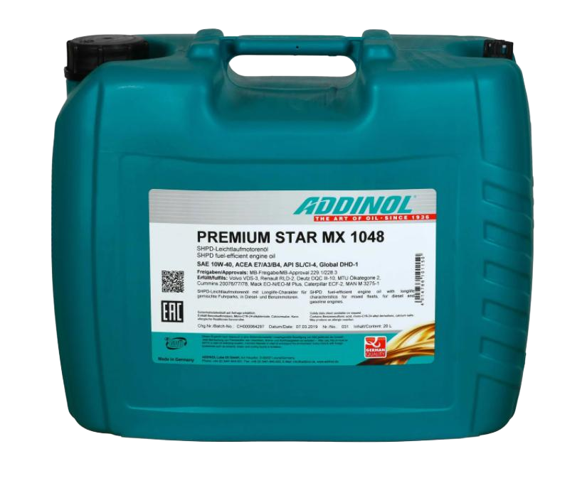 Моторное масло Addinol Premium Star MX 1048 10W-40, 20л (Addinol: 4014766101150)